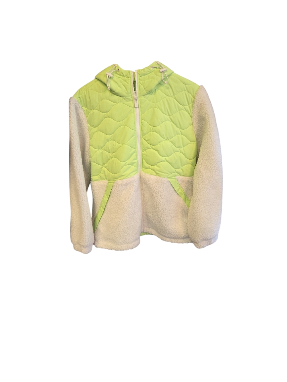 Hurley Size Small S Women's Quilted Hooded Fleece Jacket - Lime/White